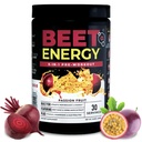 Nutriologia Beterraba Energia O2, Pré-treino em pó, Energia, Endurance & Nitric Oxide Booster com Beterraba em pó, Yerba Mate, Adaptogens & Electrolytes, Vegan Pré-treino, Passion Fruit Flavor, 30 Servings