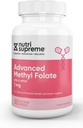 Nutri Supremo Folato de metilo avançado, Folato altamente absorvível ativo, 1 Mg, Fácil Um por dia Cápsulas vegetarianas, 90 Contagem