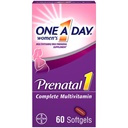 Um dia pré-natal feminino 1 multivitamina incluindo vitamina A, vitamina C, vitamina D, B6, B12, ferro, Omega-3 DHA e muito mais, Tablet, softgels, 60 contagem - Suplemento para antes, durante, e pós gravidez
