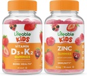 Vitamina D3 viva + Vitamina K2 Crianças + Zinco, chicletes Bundle - Grande degustação, Suplemento de Vitamina, Gluten Free, GMO livre, chiclete mastigável