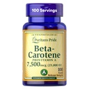 Orgulho de puritano Beta caroteno Provitamin A 7.500mcg (25.000 UI), Suplemento Vitamina para o Sistema Imune, Antioxidante e Apoio à Saúde dos Olhos, Fornecimento de 100 dias, 100 rápida liberação Softgels