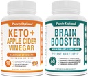 Puramente Optimal Premium Keto Pills + Apple Cider Vinagre Cápsulas com Mãe + Premium Suplemento Cérebro - Nootropic Brain Booster para Foco, Clareza, Memória Melhor, Concentração e Melhor Mood