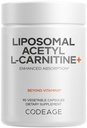 Codificação Acetil-L-Carnitina+ Suplemento - 500 mg Acetil-L-Carnitina por Serviço - Fornecimento de 3 meses, Entrega lipossómica - Suplemento de Alcatro - L-Carnitina - Não-GMO, Gluten-Free, 90 Cápsulas