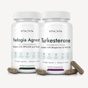 Fadogia Agrestis 600mg + Turkesterone 500mg Bundle (2X Mais Puro - 20% Std Extract) (3X Absorbência com BioPerine & Hydroxypropil-Beta-Ciclodextrina) Suporta Recuperação Músculo Saudável, Stamina - Vegan