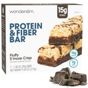 Wonderslim High Fiber Protein Bares, Fluffy S'more Crisp □ 15g Protein, 8g Fiber □ Baixo açúcar, Baixo carboidrato