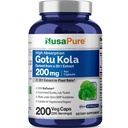NusaPure Gotu Kola Cápsulas 20:1 Extrato, 200 mg Equivalente a 4000mg Por Veggie Caps, 200 Conde, Não-GMO, Vegan, Bioperine - Extrato de Herb tradicional