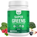 Nistoed Naturals Super Greens Daily Superfood Powder - Certificado USDA Organic Green Powder w/20+ Whole Foods, Spirulina Powder, Wheat & Barley Grass - Probióticos, Fibra & Enzimas - sabor original, 60