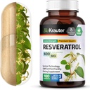 BIO KRAUTER Resveratrol Suplemento Cápsulas 600 mg - 100 Contagem - Natural Antioxidante Fonte - 98% Pure Trans Resveratrol Pó - Vegan