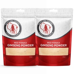 Pó de Ginseng Panax vermelho com Ginsenosídeos naturais (16 onças)- Suporta Energia saudável, Vitalidade, Humor e Mais, Pó de Raiz de Ginseng Panax coreano para smoothies, café ou bebidas (2 embalagens)