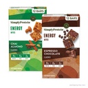 Simplesmente proteína - Energy Bites Variety Pack, 24 Bares - Quadrados Cafeinados à Base de Planta - 55mg Cafeína - Energia Boost - 8g Proteína, 2g Açúcar, 5-6g Fibra, 120-130 Calorias - Vegan, Glúten Livre, Não OGM