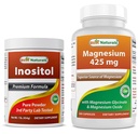 Melhor Natural Inositol Pó 1 Lb & Magnésio Glicinato 425 mg
