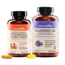 NatureWise Curcumin Turmeric 2250mg & Flaxseed Oil 1200mg Omega 3 6 9 Softgels for Joint, Heart & Imune Support [1 & 2 Month Supply]