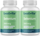 BESTVITE Selênio 200mcg (360 Cápsulas vegetarianas) (2-Pack) - Sem estearatos - Sem agentes de fluxo - Vegan - Não-GMO - Glúten Grátis
