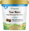 NaturVet – Tear Stain Plus Lutein – Elimina manchas lacrimais inestéticas – Melhorado com extrato de cranberry, raiz de Marshmallow e raiz de uva de Oregon – para cães e gatos – 70 mastigação suave