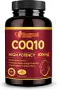 CoQ10 400mg Softgels com Omega 3 & PQQ, poderoso antioxidante para a saúde do coração e produção de energia, 120 contagem