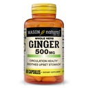 MASON NATURAL Herb inteiro Ginger 500 mg, 2 meses de fornecimento, Suplemento de ervas naturais, 60 cápsulas