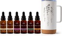 Plant Therapy Total Tinture Package Inclui 30 mL Cada um de Ashwagandha orgânica, Ginseng asiático, Echinacea Blend, Elderberry, Lemon Balm, Turmeric & Travel Mug