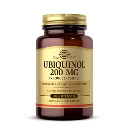 Solgar Ubiquinol 200 mg (Reduced CoQ-10), 30 Softgels - Promove função do coração e do cérebro - Suporta envelhecimento saudável - Coenzima Q10 - Suplemento de Ubiquinona - Gluten Free, Dairy Free - 30 Servings