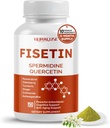 Fisetin 10-em-1 Fórmula - com Permidina Quercetin Resveratrol, Elderberry, Azevinho não-GMO, Sem glúten, Sem soja