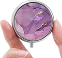 Mini caixa de pílulas, pequena caixa de pílulas, caixa de pílulas portátil, organizador de pílulas bonito para vitaminas, medicamentos, óleo de peixe e suplementos (mármore roxo)