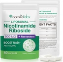 NAD+ Suplemento Alternativo – NAD lipossomal + Resveratrol – Fonte de 30 dias – Suplemento NAD de alta pureza para Energização e Envelhecimento Saudável – 80 Cápsulas