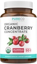 Cápsulas Orgânicas Extrato de cranberry - Super 50X Potência Pílulas de cranberry para mulheres para apoiar bexiga trato urinário e rim - Vegan Não-GMO USDA Orgânico & Norte-Americano Fonte (4 Mês de fornecimento)