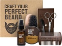 Cada homem Jack Barba Kit de arrumo para homens - inclui óleo de barba de sândalo e bálsamo de barba, escova de barba, madeira dupla face Comb, tesouras de aparar e pente de bigode