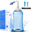 Darate Neti Pot Sinse Garrafa, lavagem de nariz limpador de pressão lavagem de irrigação nasal para adultos e crianças BPA livre com termômetro adesivo (500ML)