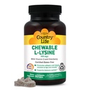 Country Life Chewable L-Lysine Supplement com vitamina D e Elderberry, suporte imunológico e renovação de colágeno para tecido de pele, Ideal para adultos