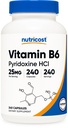 Nutricost Vitamina B6 (Pyridoxine HCl) 25mg, 240 Cápsulas - Não-GMO, Gluten Free e Vegetarian Friendly