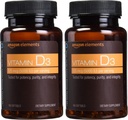 Elementos Vitamina D3, 5000 UI, 180 Softgels, 6 Mês de Abastecimento (Packaging May Vary), Suporta ossos fortes e saúde imune (Pack de 2)