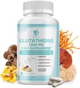 Suplemento de glutationa 1.000 mg, Suplemento de cogumelos com vitamina C, niacina - Detox de fígado, suporte imunológico e antioxidante, L-Glutationa reduzida 120 cápsulas Vegan - Não OGM