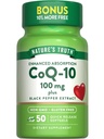 Nature's Truth CoQ10 100mg 50 Softgels Mais Extrato de Pimenta Negra Não-GMO e Suplemento sem glúten