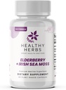 Hervas saudáveis Wildcrafted Elderberry Sea Moss Cápsulas □ 2600mg Irish Sea Moss + Elderberry Essentials Mistura □ US-Made, Vegan, Non-GMO, Easy-Swallow (60 Cápsulas)