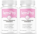 (2 Pack) FemiPro Bladder Control Pills - Cápsulas FemiPro originais, Femi Pro Bladder Control Supplement, Probitic FemiPro Pills for Global Health and Wellness Reviews, 60 Cápsulas 2 Meses