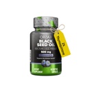 Óleo de semente preta Orzax prensado a frio 100% Puro - Não-GMO - Rico em Ómega 3 6 9 & Timoquinona - Black Cumin Nigella Sativa Óleo para suporte imunológico, Cabelo, Pele, Face (500 mg - 60 Cápsulas Softgel)