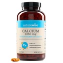 NatureWise alta pureza, cálcio totalmente natural 1250mg + Vitamina D3 1000UI + Óleo de coco MCT orgânico - Gravidez seguro + não-GMO - Absorção amigável, sem glúten - 200 Softgels [100-dia de fornecimento]