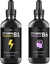 Pacote de vitamina B6 e vitamina B1 - 2 onças cada - gotas líquidas