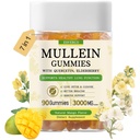 Mullein Gummies com 3600mg Mullein Leaf Extract, 7 em 1 para Lung Cleanse, Saúde do Pulmão Respiratório, Imune Booster, Elderberry, Quercetin, Bromelain, Vitamina C&D3, Sem açúcar, para adultos, Vegan, 90 Contagem