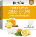 HERBION Naturals Cough Drops, Suplemento dietético, Alivia a tosse, para adultos e crianças com mais de 6 anos, Sem sabor artificial, Sem cor adicionada (18 Count of 1), Lemon mel)