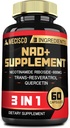 3in1 NAD+ Suplemento 1200Mg - Nicotinamida Riboside com Resveratrol Trans & Quercetina - Actividade Celular, Imune, Saúde do Envelhecimento - 60 Suprimento Contagem por 30 dias