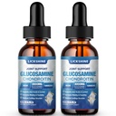 2 Embalagem Glucosamina Chondroitin MSM Liquid Drops - Suplemento de suporte conjunto de força extra para adultos com Quercetina Boswelia, Bromelaína, Ácido Hialurónico, Antioxidante Imune Support (4 Fl oz)