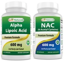 Melhores naturais Ácido Alfa Lipóico 600 mg e NAC N-Acetil-Cisteína 600 mg