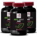Anti cápsula de cabelo grisalho - ANTI GRAY HAIR COMPLEX - Cor vibrante, solução de cabelo grisalho, Reavivamento de cor, Tom natural, Reavivamento de pigmento de cabelo, Tom fresco, Suporte de cabelo grisalho 3 Garrafas 180 Cápsulas