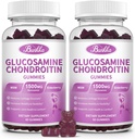 2 Pacote Glucosamina Condroitin Gummies Força extra w/MSM,Elderberry,Hyalurônico ácido-Chewable Suplemento de suporte conjunto para mulheres, homens, adultos-Antioxidante Suporte para comum conforto e mobilidade
