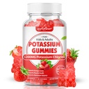 Pastilhas de potássio para adultos, Pastilhas de cloro de potássio de açúcar grátis 1200mg Suporte Cães Pernas e Equilíbrio Eletrolítico Suplemento de Potássio de alta potência, Framboesa de Morango 60 Contagem