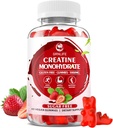 Creatina Gummies mono-hidratados para homens e mulheres, Mastigáveis Creatina Mono-hidratado para força muscular, Muscle Builder, Energia Boost, Açúcar livre, Vegan, Morango Flavor-60 Conde