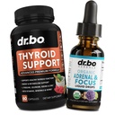 Suporte de tireóide e gotas de foco adrenal - Complexo Suplemento de tireóide com L-Tirosina Iodo de selênio e suplementos de suporte adrenal orgânico Drops de foco líquido - Cérebro natural e fadiga de memória Atenção