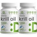 COMPLEMENTO DEAL 2 Pack Antártico Krill Oil, 1.000mg por serviço, 480 Softgels – Mercúrio Livre, Sem gosto de peixe – Rico em Omega-3s, EPA, DHA, Astaxantina, & Fosfolipídios – Não-GMO, Sem glúten