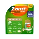 Zyrtec 24 horas Alergia Relief Gels Líquidos, Cápsulas de Anti-Histamínico com Cetirizine HCl Alergia Medicina para alívio de todos os dias de Runny Nase, espirros, Itchy Eyes & More, 12 contagem